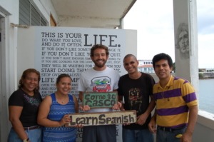 Hunter with all four of his excellent Spanish teachers, Indira, Massiel, Corvan, and Adolfo.