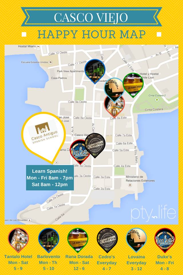 Casco Viejo Happy Hour Map