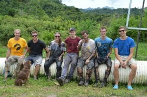 Emily with the other volunteers building a bridge in Ciricito, Panama.