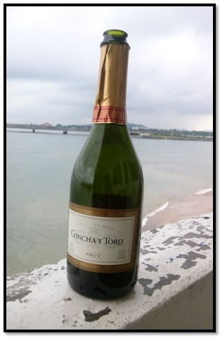 Some bubbly on the balcony of Casco Antiguo Spanish School overlooking the Pacific Ocean.